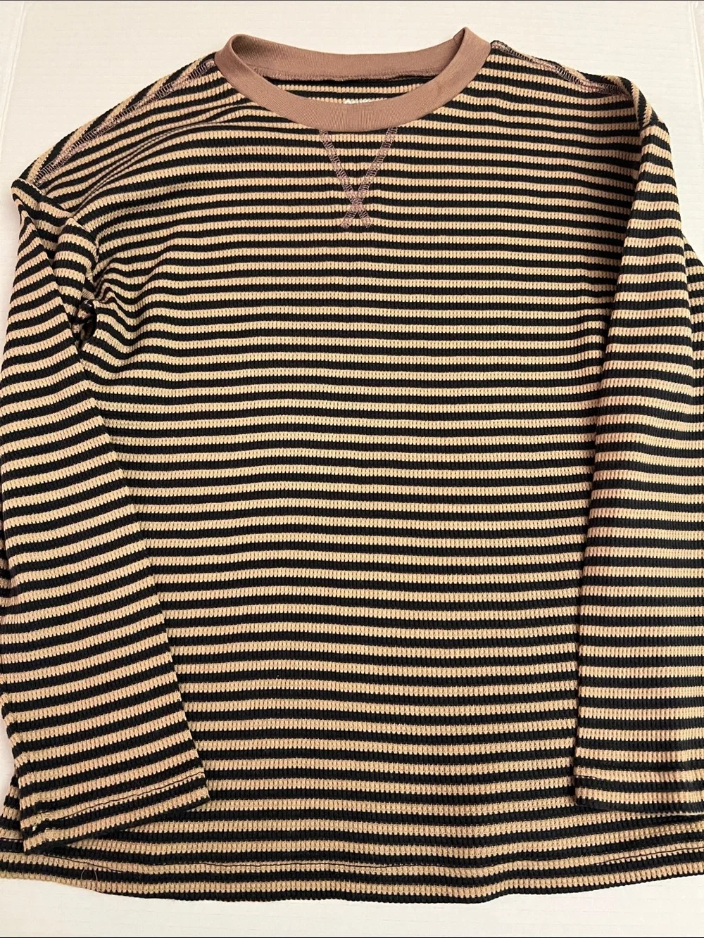 OshKosh B'gosh Striped Crewneck Shirt in Beige and Black